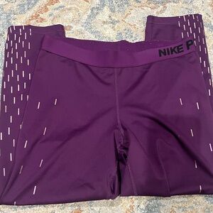Nike Pro Dri-fit Womens Leggings Purple Compression metallic‎ Geometric